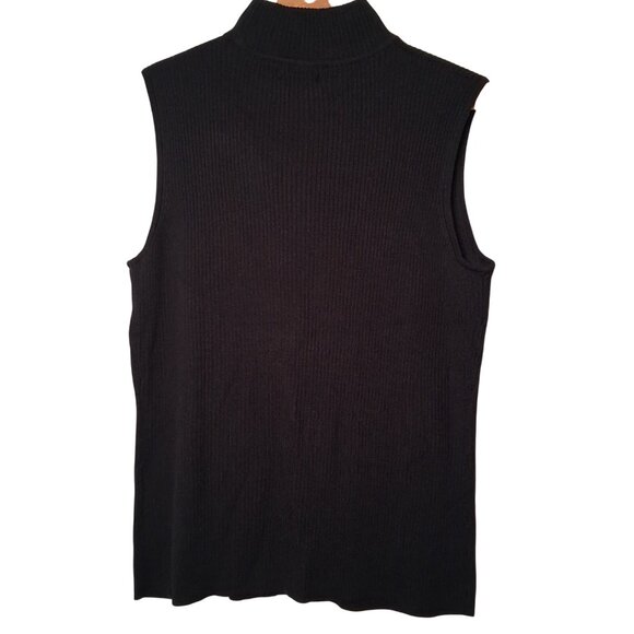 Croft And Barrow Ribbed Knit Shirt Women Medium Black Mock Neck Sleeveless NEW - Picture 2 of 10